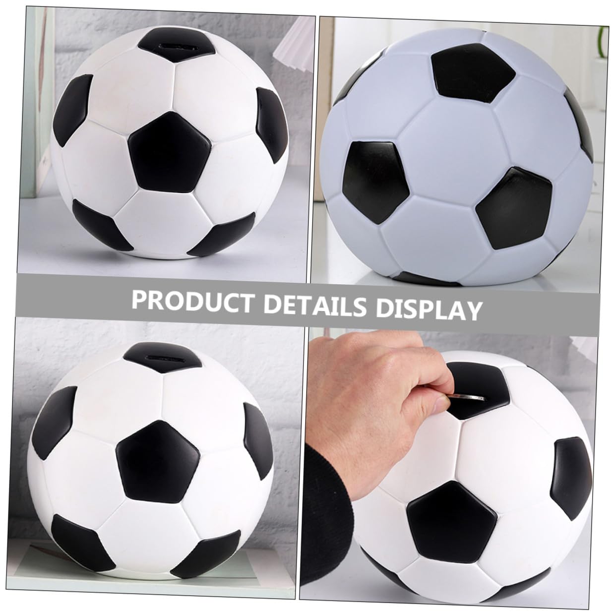 BESPORTBLE 2pezzi Pallone da Calcio Salvadanaio in Vinile Salvadanaio Domestico Forma di Palla da Calcio Contenitori per Monete Decorazioni per Casa