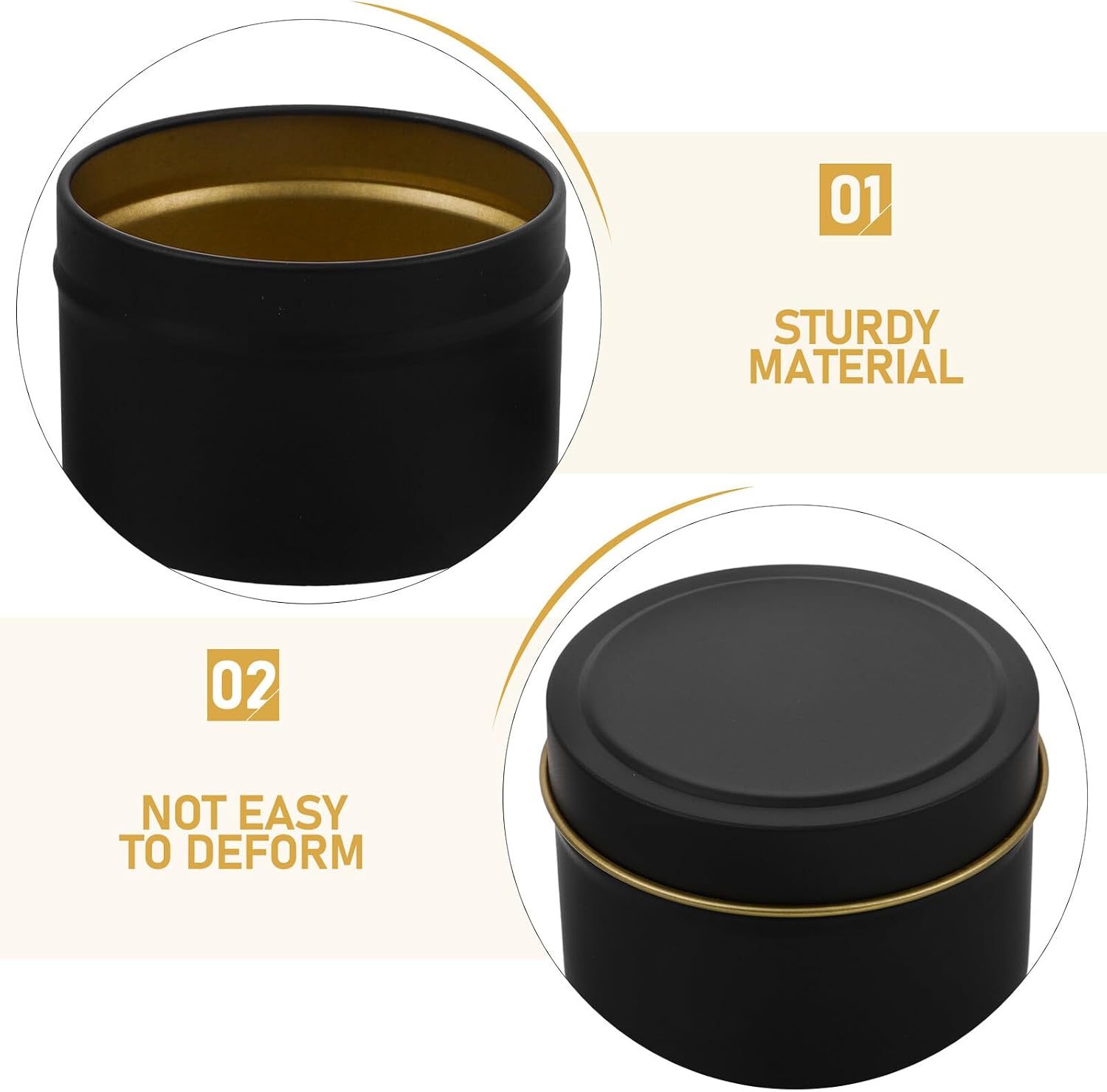 12pcs Black Matte Metal Candle Tins 4oz DIY Empty Candle Jars with Lids for Soy Wax Making and Tea Light Holders