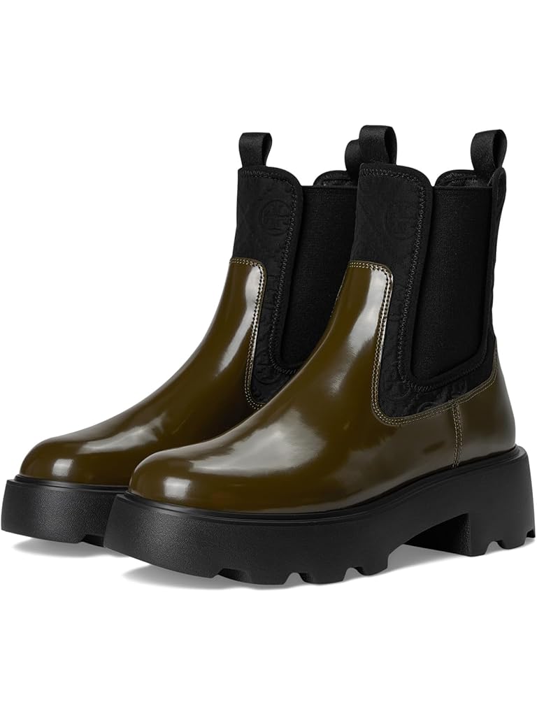 Olive Tory Burch Monogram Lug Chelsea Boot 65mm