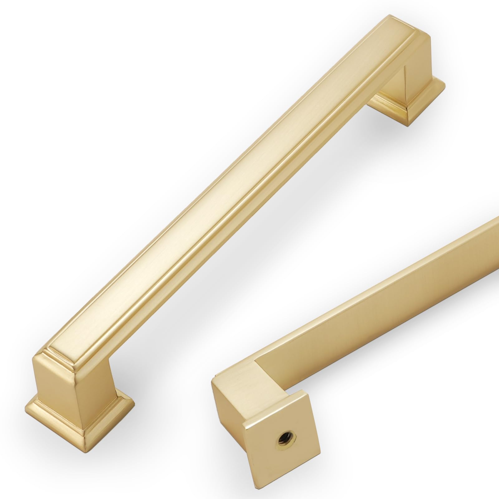COTYKILEY 10 Pack 10 Inch(128mm) Gold Brushed Brass Cabinet Pulls: Classic Kitchen Cabinet Hardware, Sturdy & Easy to Install