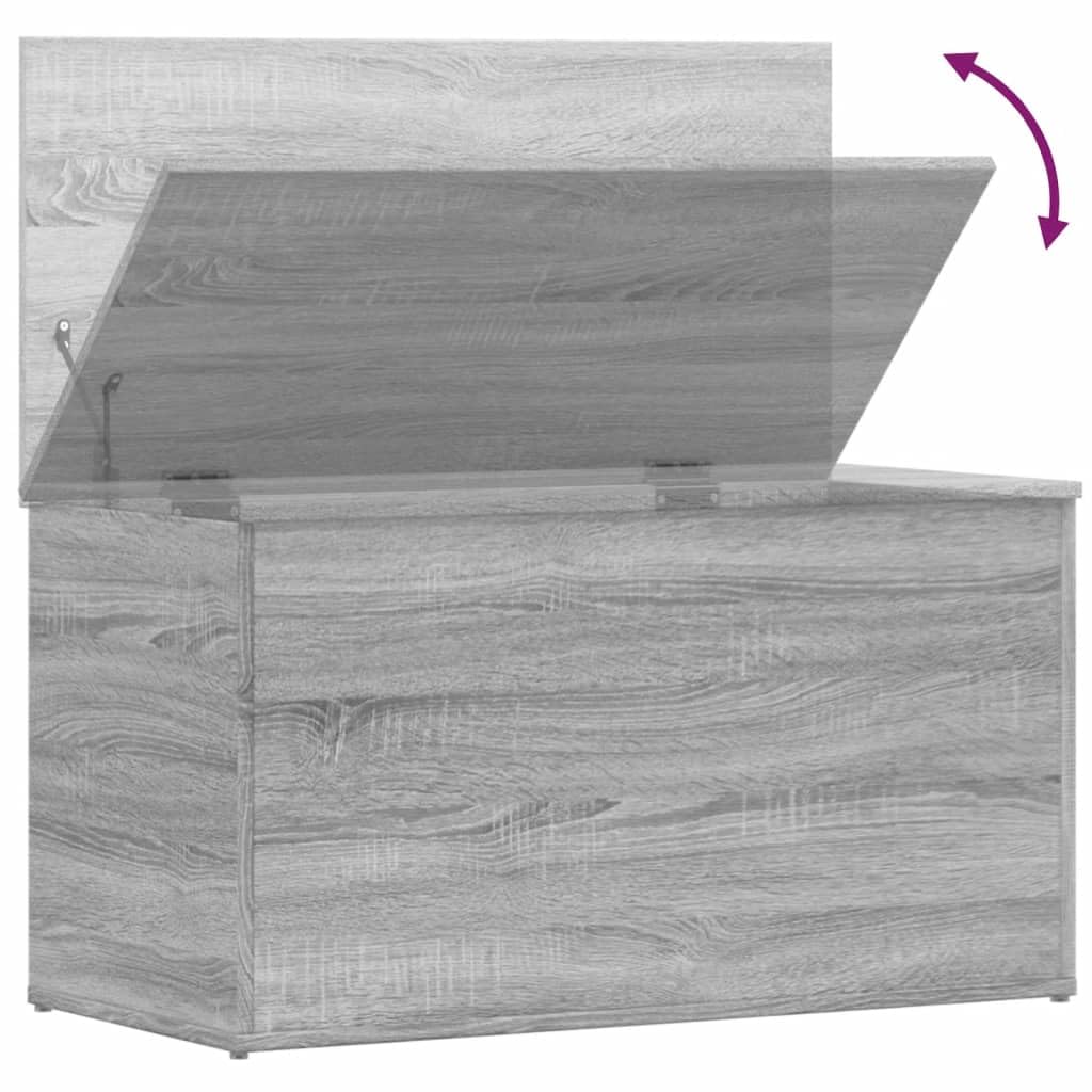 vidaXL Baúl de Almacenaje Cofre Caja Muebles de Almacenamiento Armario Mesita Mesa Organizador Madera Contrachapada Gris Sonoma 84x42x46 cm