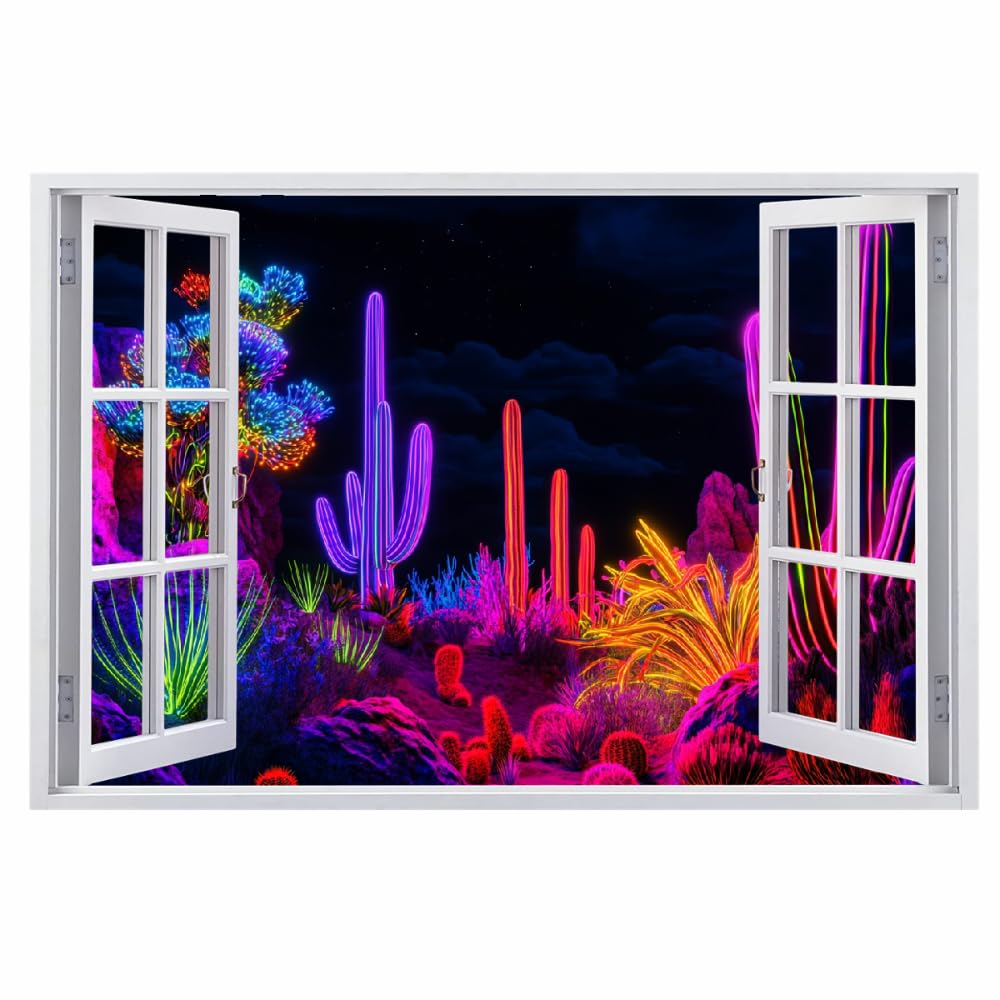 Décoration Murale 3D, Plante Tropicale Cactus Removable Wall Sticker Chambre Paysage De Rêve Muraux Imperméables Décalcomanie De Trou De Mur Pour Les Filles Enfants Décor De Mariage Cadeau