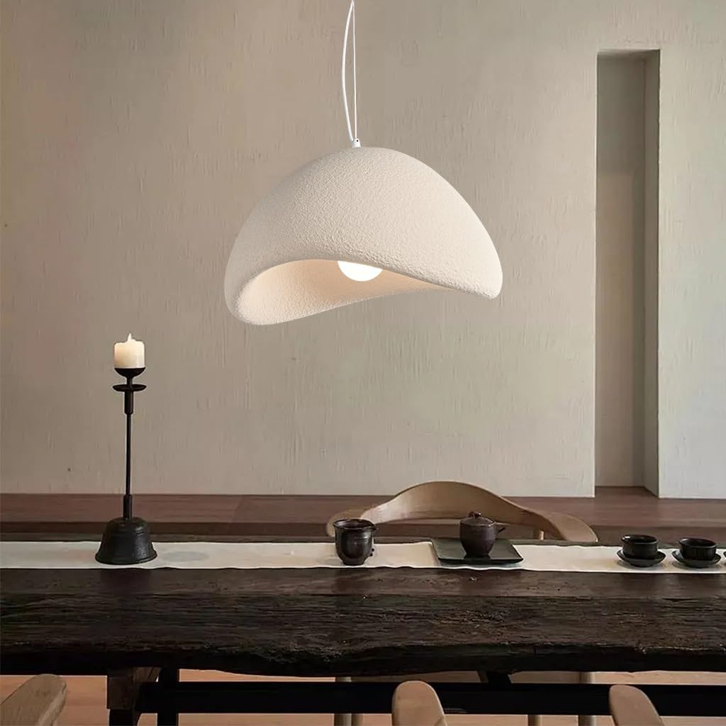 Wabi Sabi Style Lampa Wisząca E27 Ręcznie Wykonany Żyrandol Rzeźby Z Polistyrenu Nowoczesne I Proste Regulowane Wysokość Światła Wieszące Nadające Się Do Salonu Jadalni Kuchni(40cm)