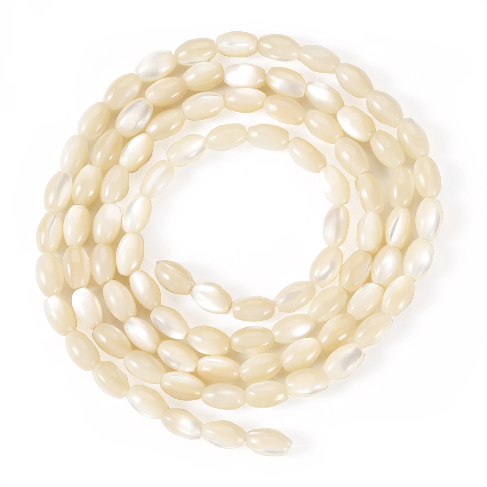 Cheriswelry 1 Strand Oval Natural Trochus Shell Beads Pale Goldenrod Seashells Spacer Beads for Jewelry Making DIY Bracelet Necklace Beach Home Vase Fish Tank Decor — image 1