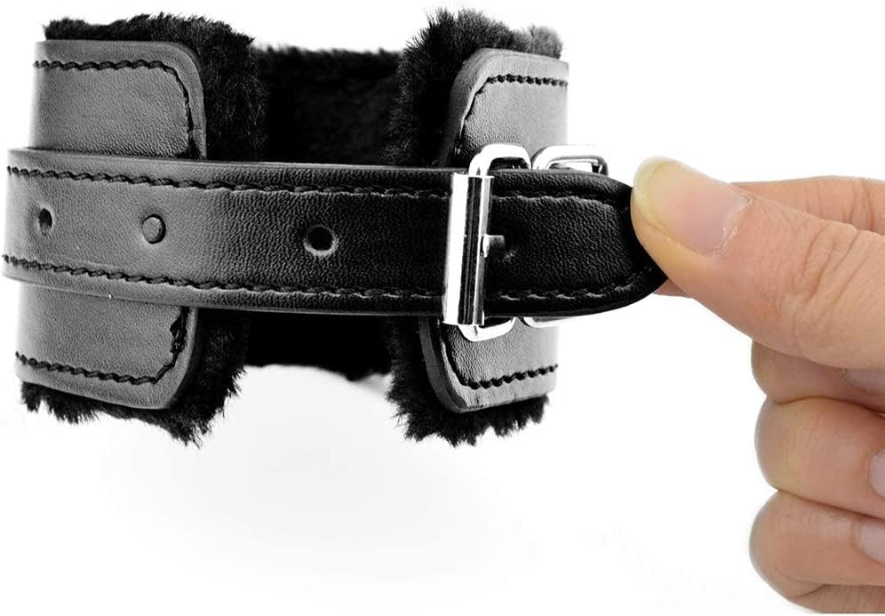 FUGACI Wrist Leather Handcuffs Bracelet Black Hand Cuffs Home Yoga