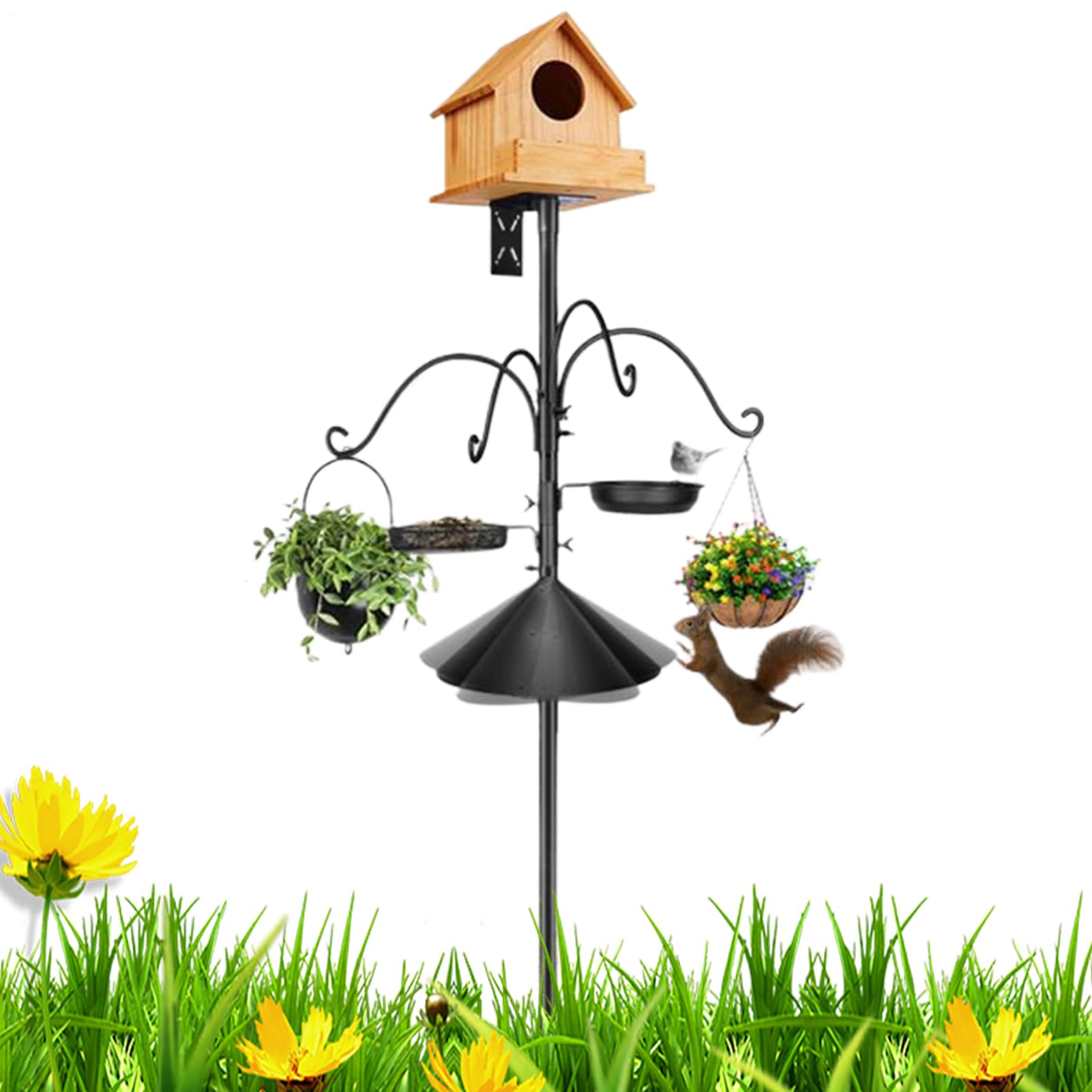 Postes De Comederos Para Aves Soporte Extensible Resistente | Postes De 234 Cm Para Comederos De Pájaros Con Deflector Anti-Ardillas Para Estación Meteorológica Mascotas Atraer Vida