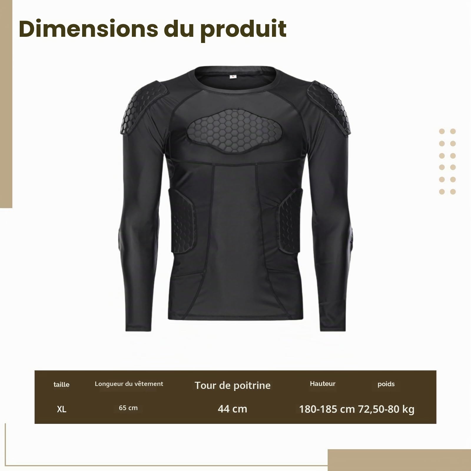 Chemise unisexe anti-collision à manches longues, armure corporelle rembourrée en nid d'abeille pour le sport, équipement de protection en EVA respirant pour le football, le basket-ball et plus encore