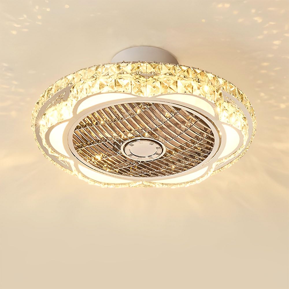 Ventilateur de plafond silencieux pour plafond bas avec cristal dimmable