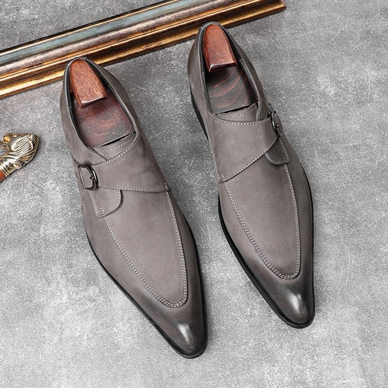 Luxury Suede Men Dress Shoes Cowhide Leather New British Trend Designer Handmade Business Social Loafers3