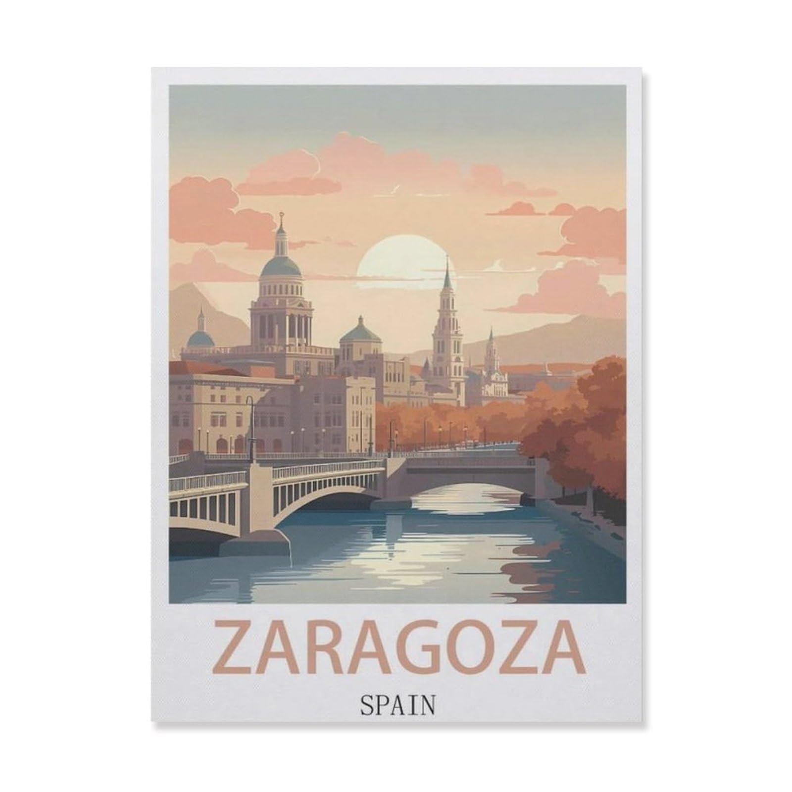 Funny Metal Tin Sign Wall Decor，Zaragoza Spain(20x30cm）