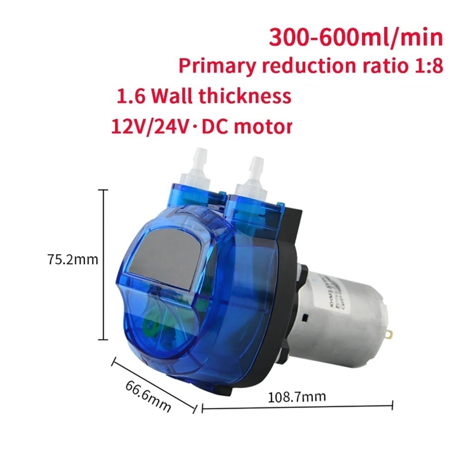 300–600 ml/min KHM3 Peristaltikpumpe mit hohem Durchfluss, Dosierpumpe mit 12 V/24 V Gleichstrommotor(S40,KHM3-SW3 12V)