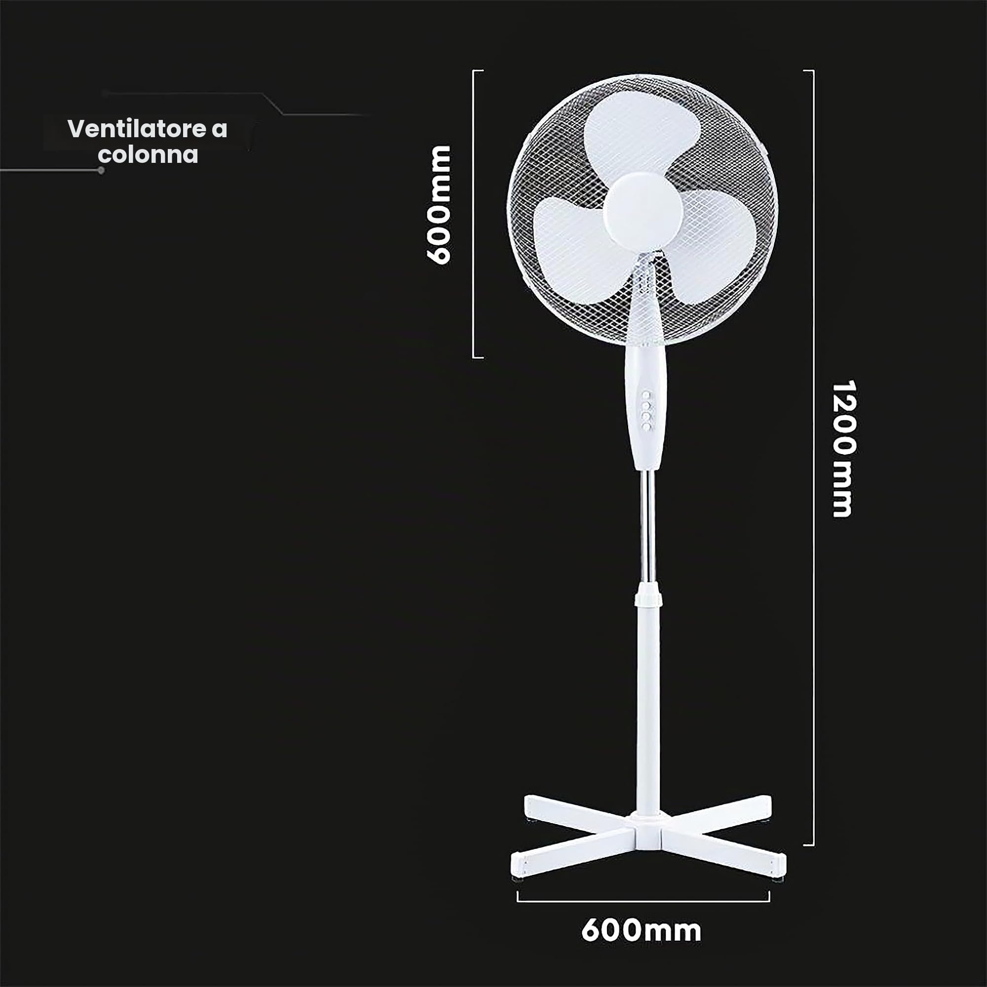 V-TAC Ventilatore a Piantana 40W - Potente Flusso d'Aria - Design Elegante - 3 Velocità - Altezza Regolabile (Max 120cm) - 3 Pale Rotanti - Oscillazione e Inclinazione Regolabili - Bianco