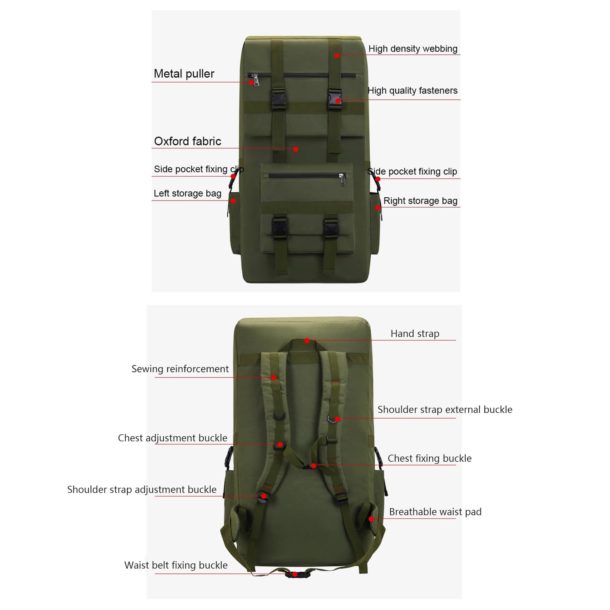 Casual 120l Military Large Military Tactical Oddychający Wodoodporny Plecak, Tactical Assault Hiking Sports Bug Out Bag, Do Wędrówek, Biwakowania, Trekkingu, Polowania Sportu, Pracy(Khaki)