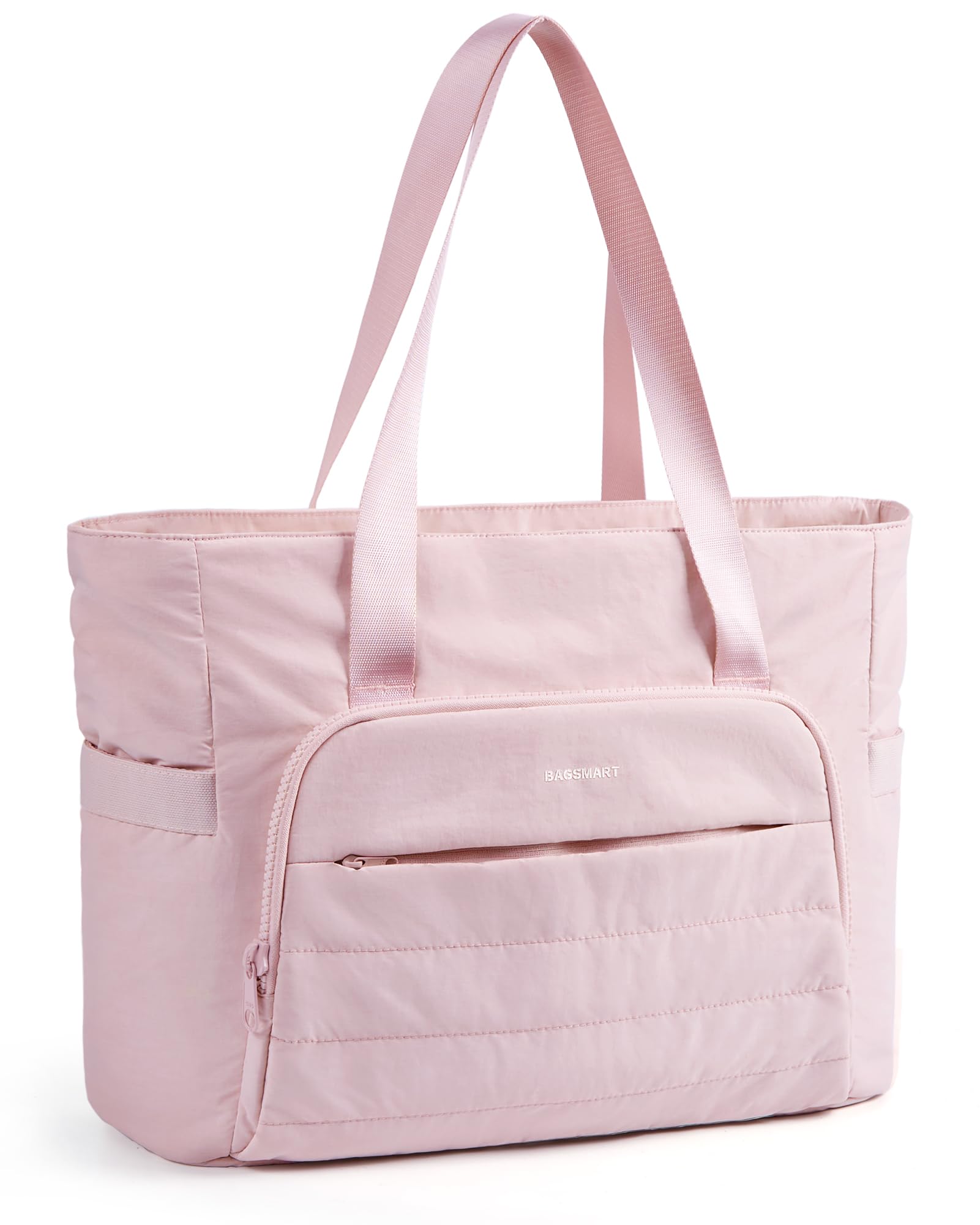 BAGSMART Tote Bag for Women, Lightweight Large Tote Bag with Yoga Mat Strap, Quilted Shoulder Bag Handbag for Travel Work Gym