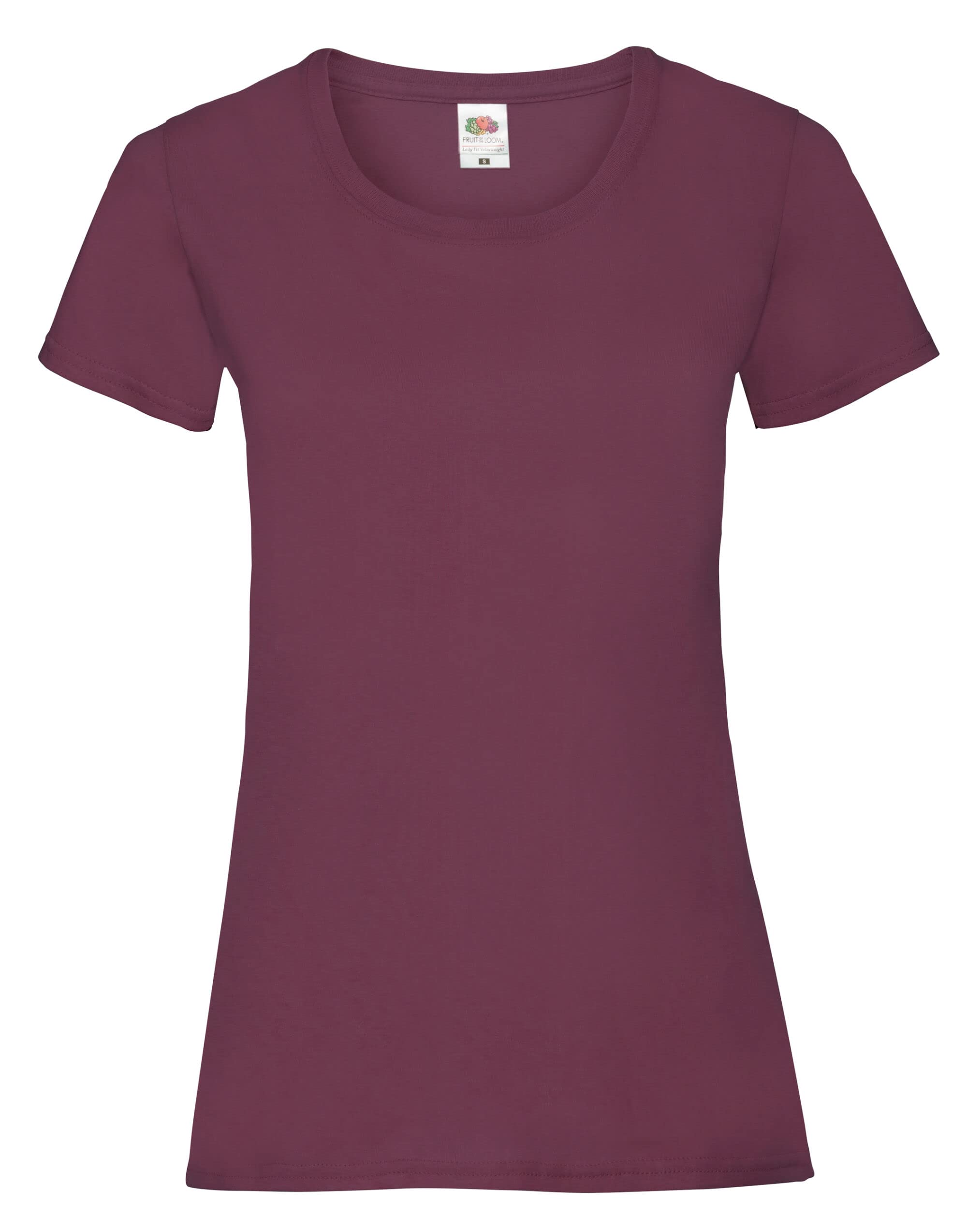 FRUIT OF THE LOOM Women's Valueweight Short Sleeve T Shirt, Burgundy, XXL UK
