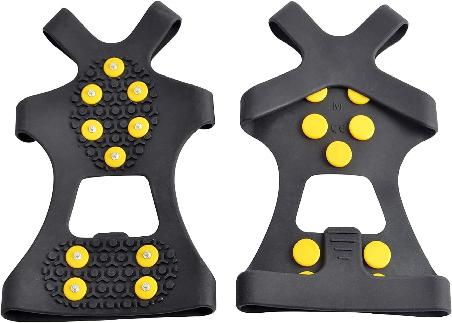 Ice Grips, Traction Cleats, Ice Cleat, Easy Slip On, Outdoor Durable, 10 Steel Studs, Stretchable, Prevent Slipping from Ice/Snow, Extra Studs Included in Each Package.