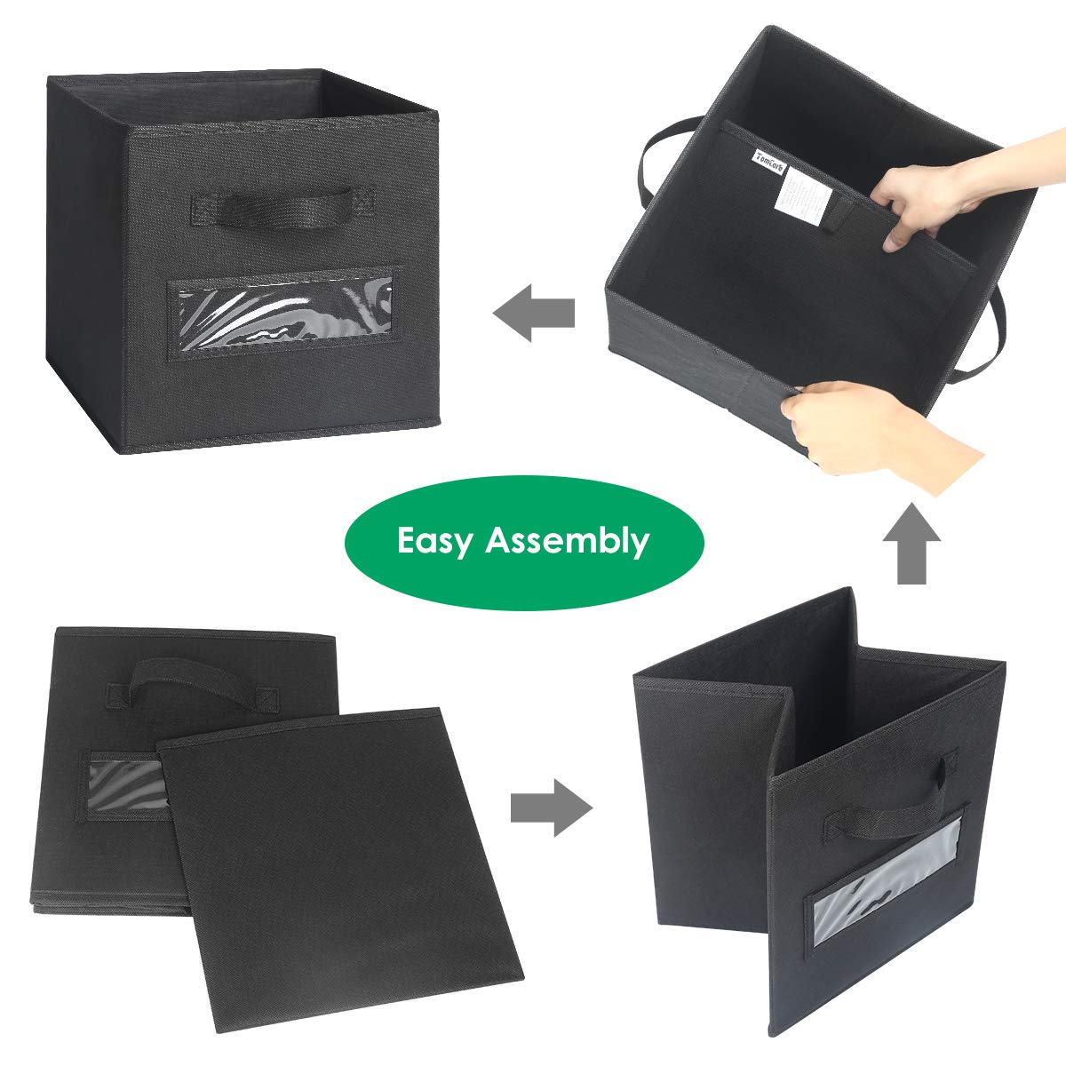 TomCare 8Pack Storage Cubes Foldable Fabric Cube Storage Bins with 10 Label Window Cards Cloth