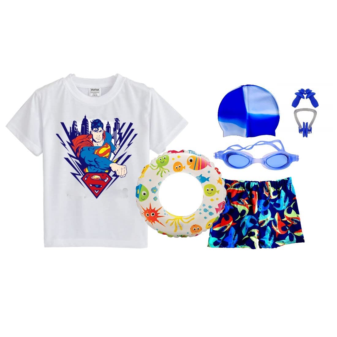 Alice EmporiumSwimming Costume for Kids Boys and Girls (Style 6, Trunk Design May Vary) | Swimming Trunk with Accessories