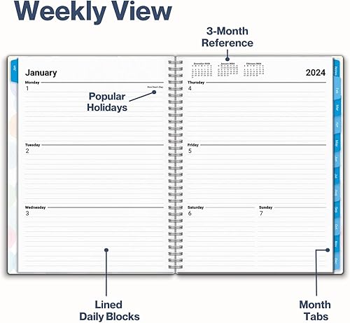 Miniatura 3 de CRANBURY Agenda 2024-2025 (8.5 x 11 pulgadas, floral), julio 2024-junio 2025 planificador diario semanal grande, calendario 2024-25, agenda de 8 x