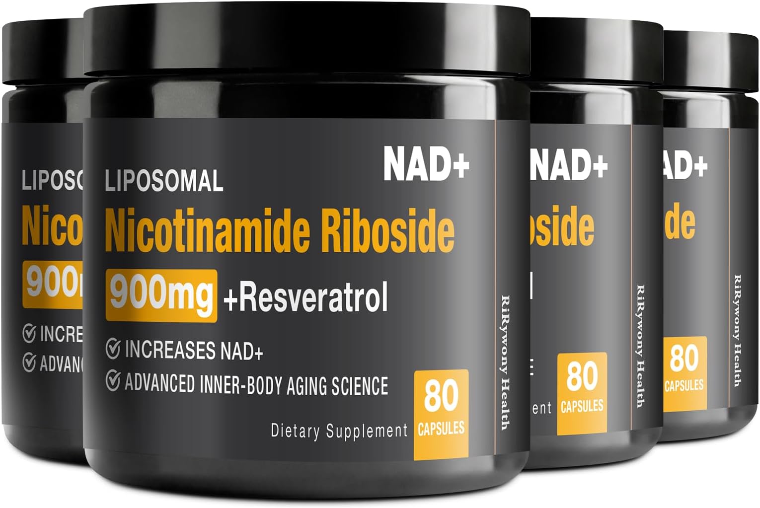 NAD Supplement - NAD+ with Nicotinamide Riboside (NR) and Resveratrol Quercetin 900mg Pure Organic NAD Plus for Cellular Repair Healthy Aging Brain Function, 80 Capsules (Pack of 4)
