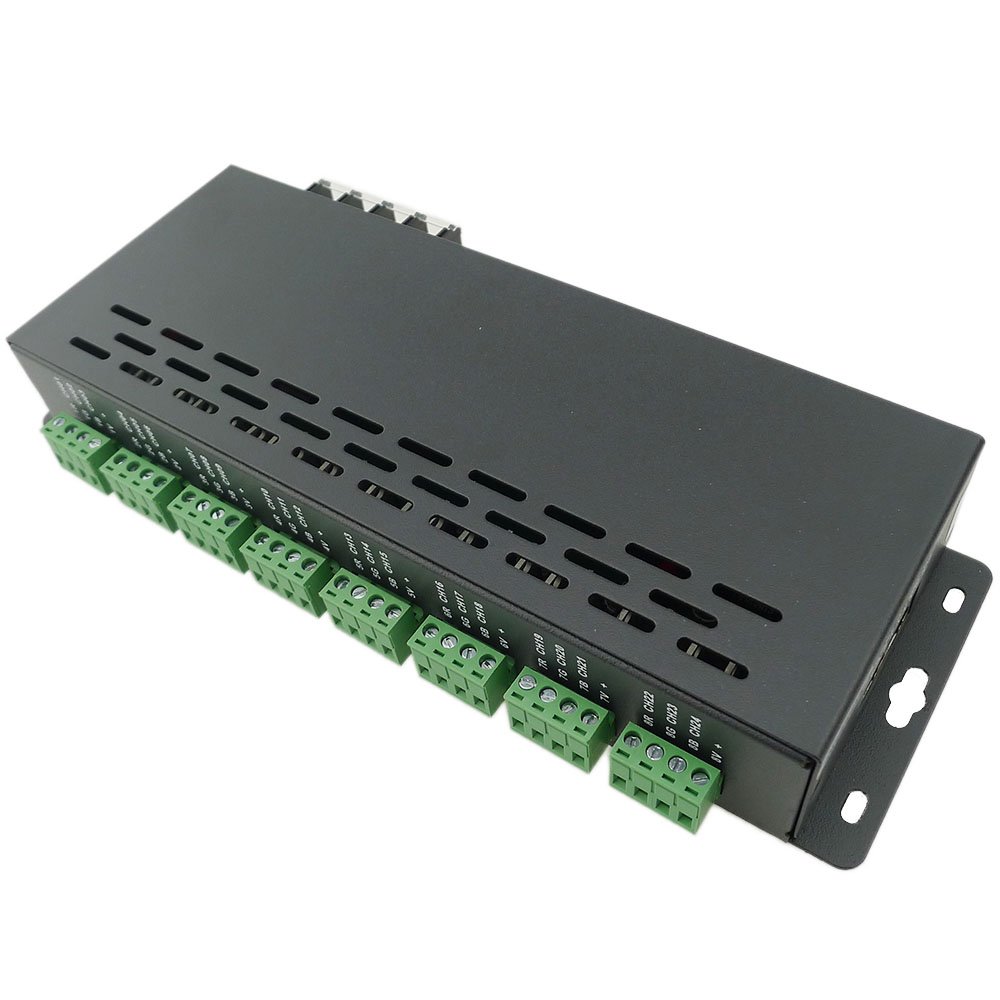 24CH DMX Decoder DMX512 Contant Voltage CV PWM Controller 24 Channel Decoder Converter Drive for Project, Equiped with DMX Standard XRL-3, Green Terminal Interface (24CH DMX Decoder)