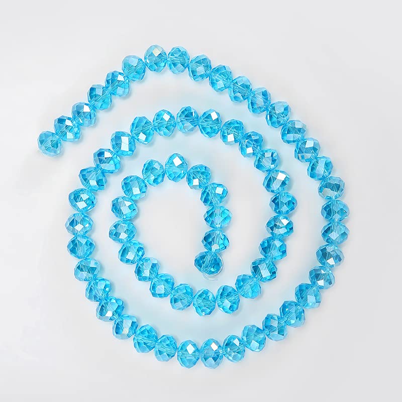 ZILZON® Faceted Rondelle Crystal Beads Sky Blue 6mm for Jewellery Making, Beading, Arts and Crafts and Embroidery Work Available in Pack of 1 String, Approx 100 Pcs.