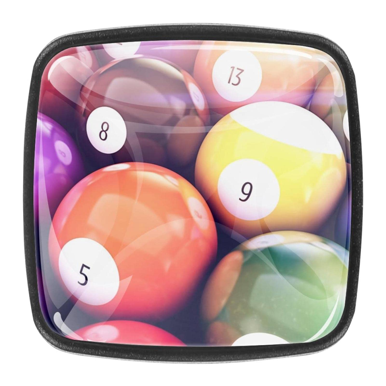 WOSHJIUKCabinet Knobs,Dresser Knobs,Drawer Pulls,Sport Billiards Sunshine,4 Pack Kitchen Cabinet Hardware Handle