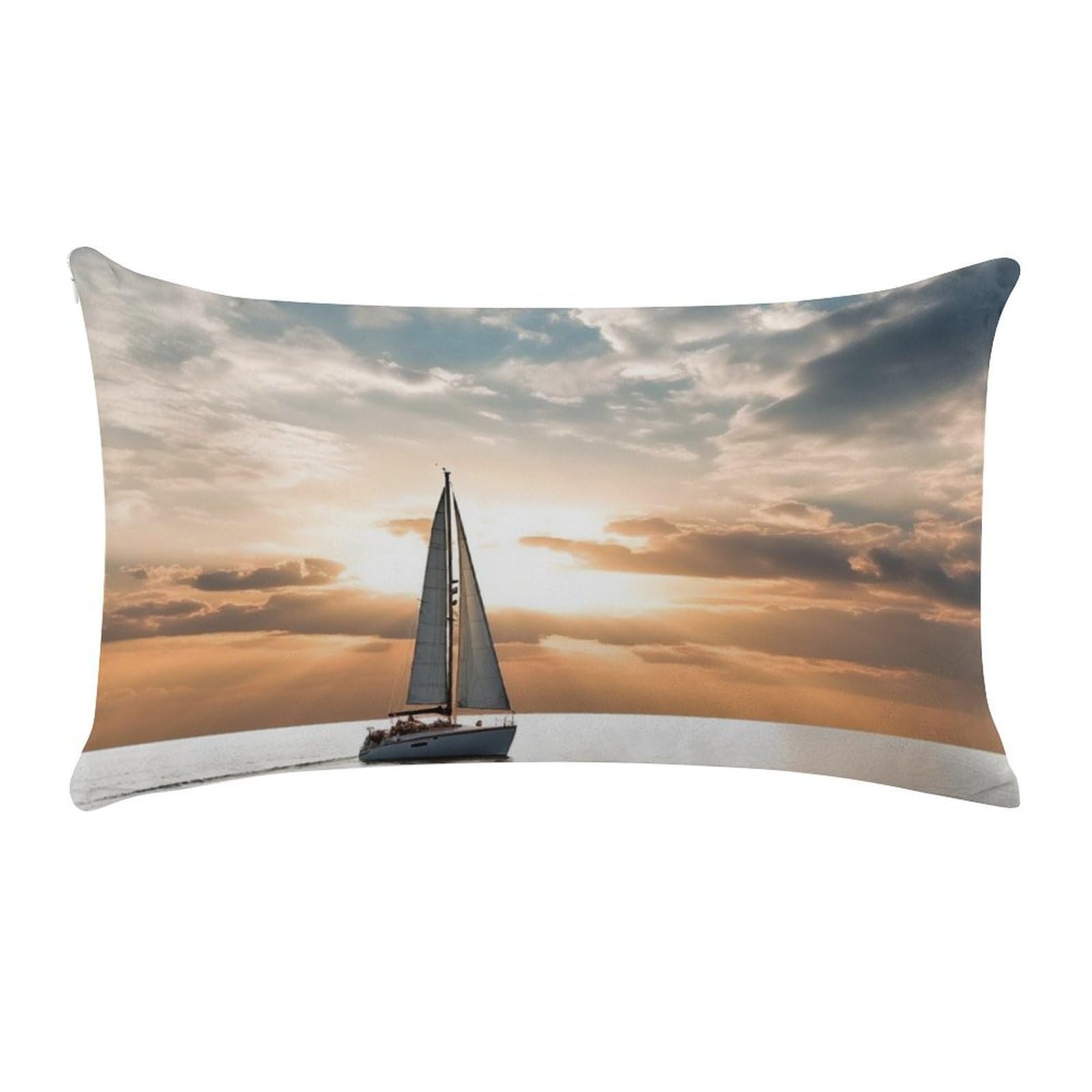 Sailing Boat on The Sea Pillow Cases for Sofa, Super Soft Plush Pillow Cover with Zipper, Luxury Cozy Pillow Shams for All Seasons, Lightweight Pillowcases for Bedroom, 12" X 20"