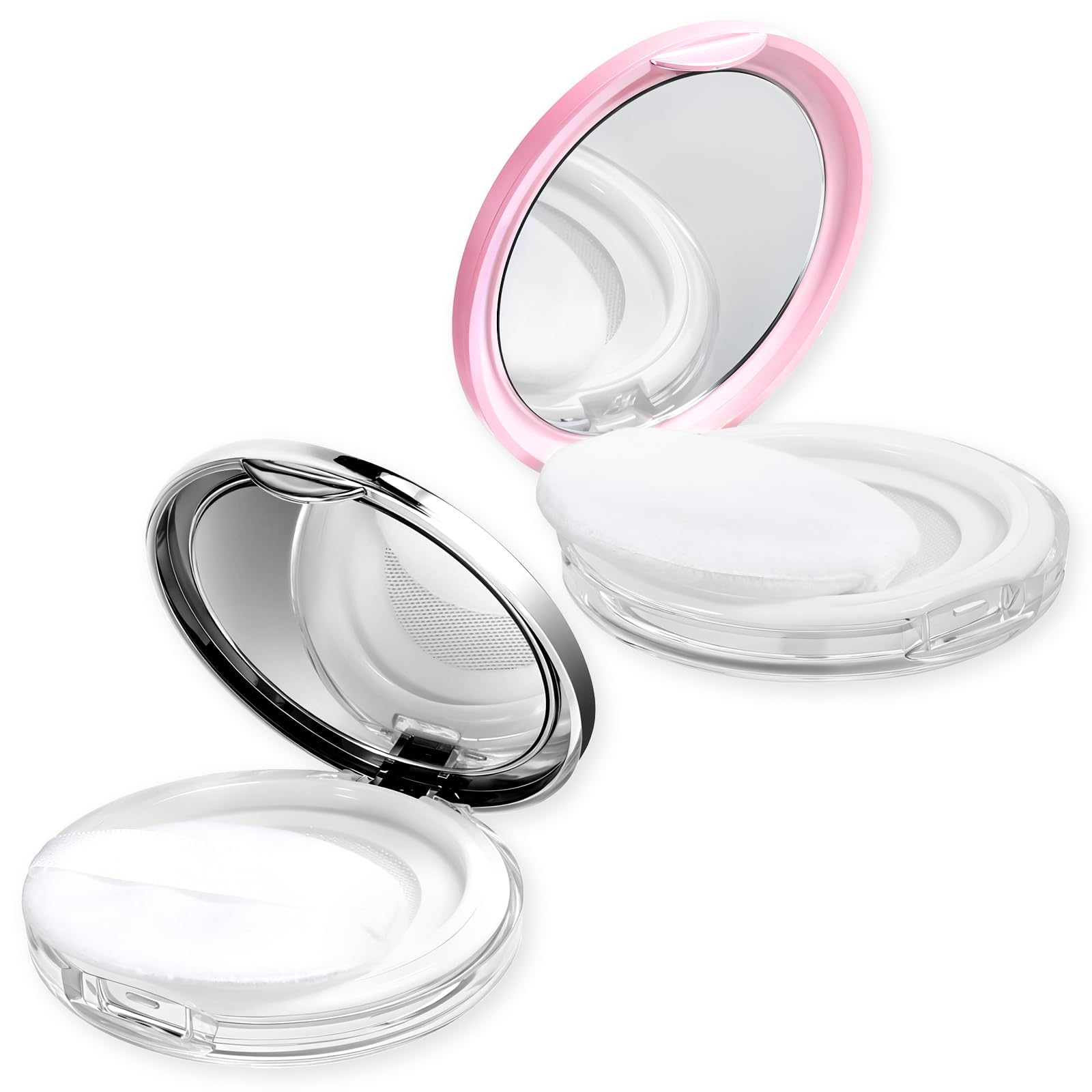 2 Pcs Powder Puff for Women with Box, Portable Makeup Box for Touch-Ups, Refillable Powder Container with Puff and Mirror, Elegant Cosmetic Storage for Use and Travel-image-9