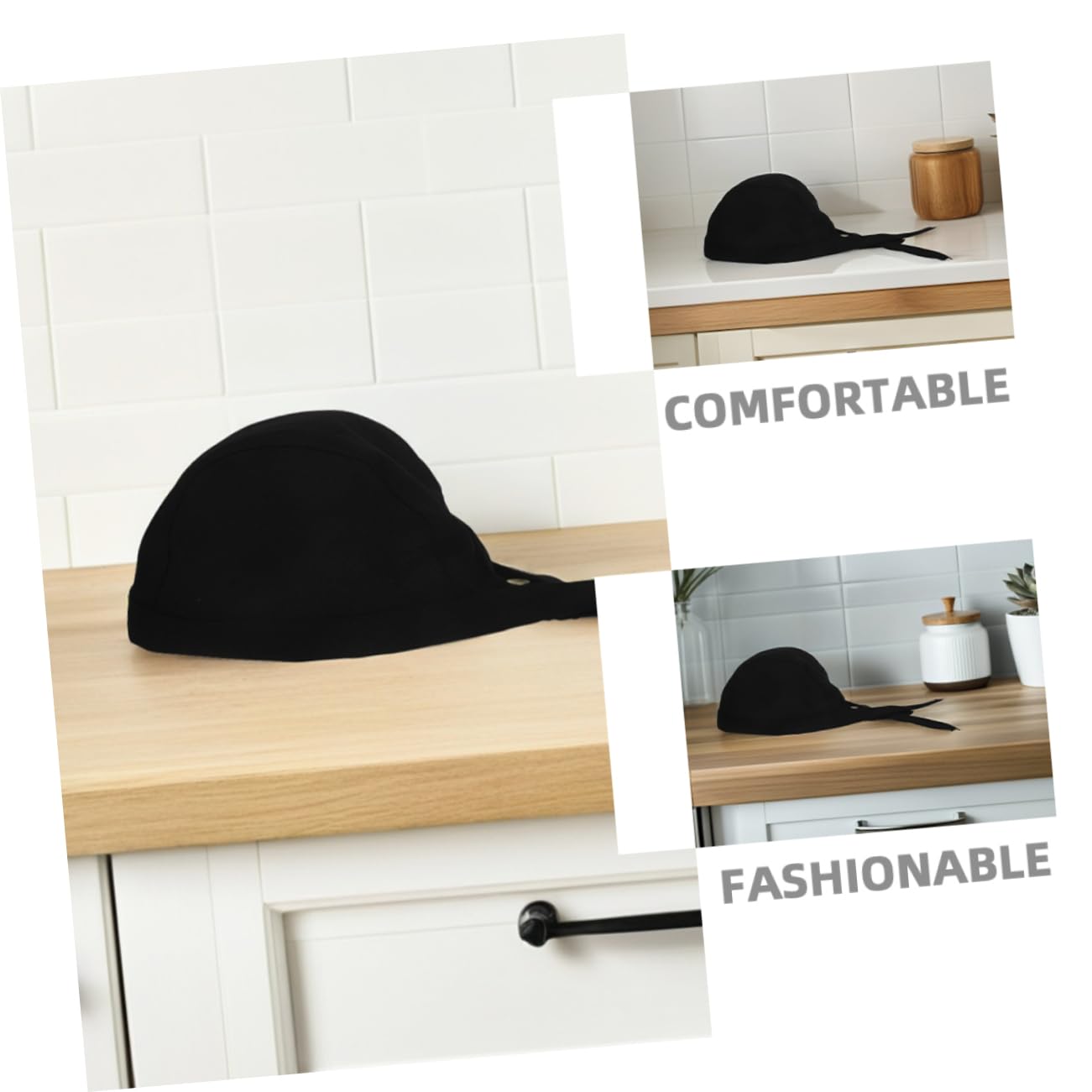 Gorro de Cocinero Negro Ajustable de Algodón 12 Piezas