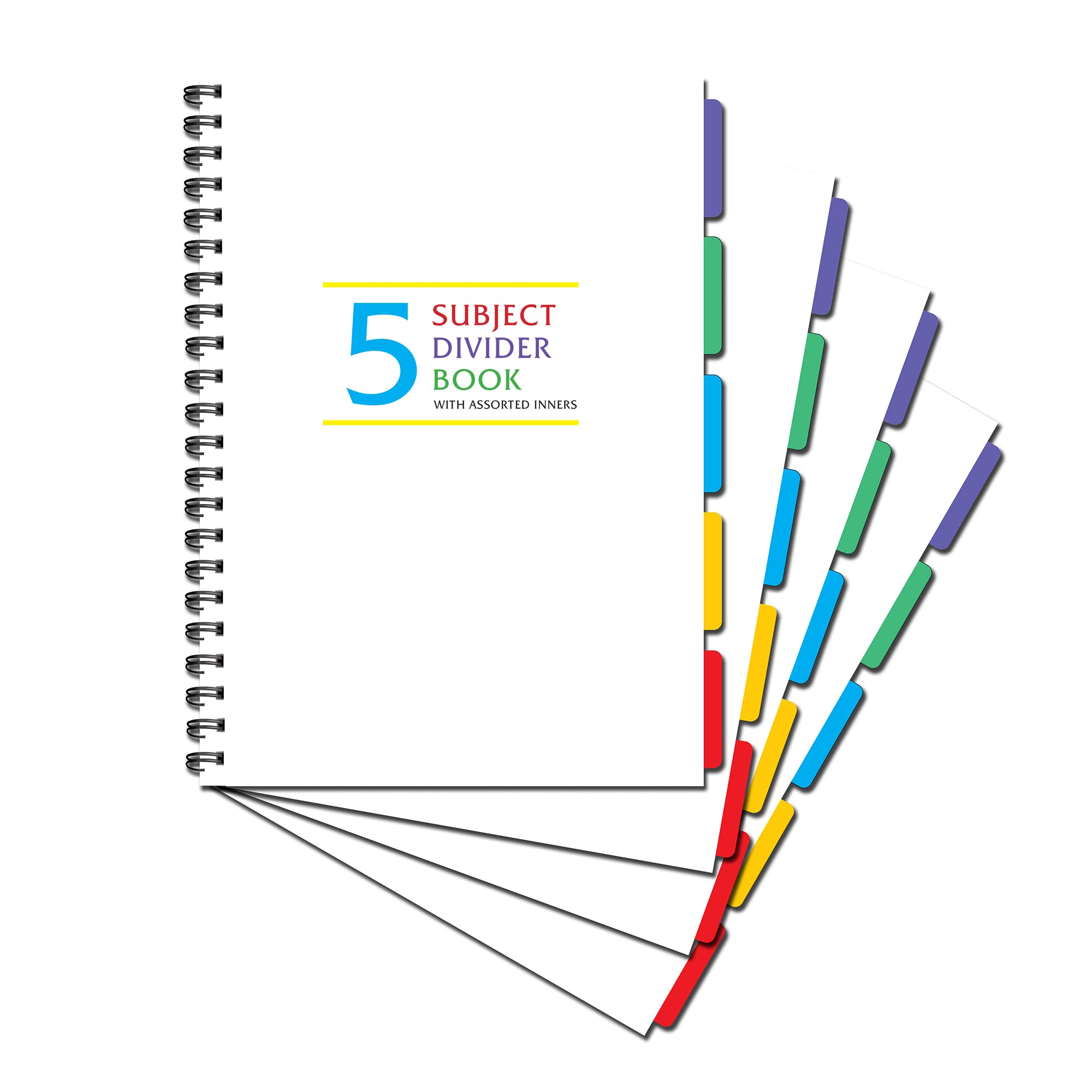 Cherry Subject Divider Mixed Section Project Book B5 (176 millimetres x 250 millimetres) 100 Pages Total with 5 Dividers per Book |Lined |Squared |Blank/Plain |Dotted |Lined **4 Pack**