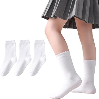 Girls Ruffle Socks White Dressy Socks School Uniform Sock Heart Bow Design For Girl