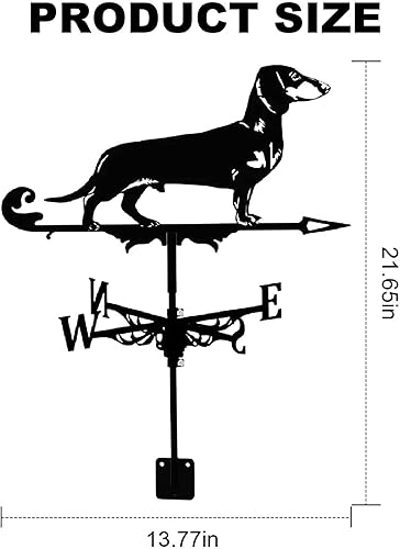 Miniatura 6 de The Dachshund Weathervanes - Indicador de dirección del viento para jardín al aire libre, veleta, herramientas de medición de techo, hierro forjado,