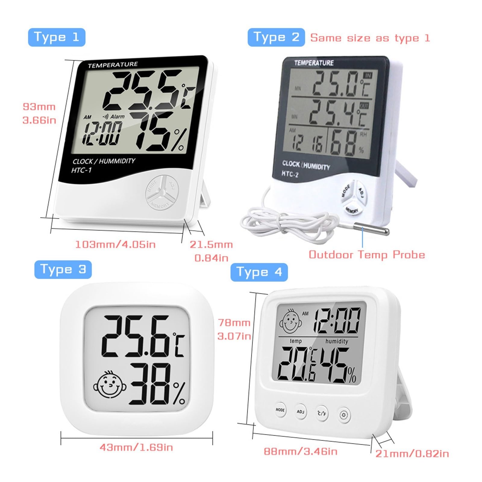 LCD elektroniczny cyfrowy czujnik temperatury miernik wilgotności podświetlenie termometr higrometr miernik wewnętrzna stacja pogodowa zegar,