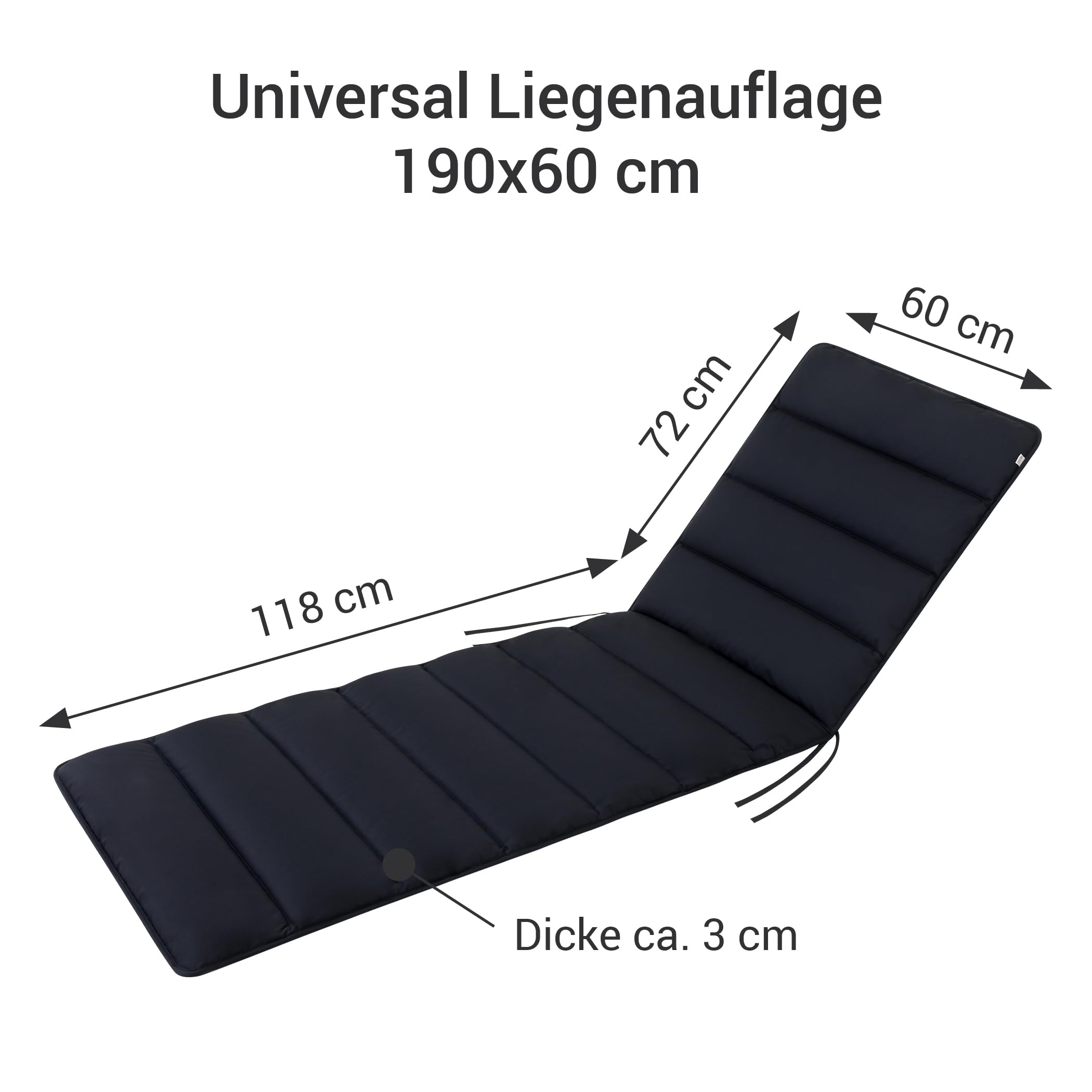 HAVE A SEAT Living - Auflage Gartenliege Flair | 190x60 cm - Weiche Universal Sonnenliege Auflage Dünn - Komfortabel, Wetterfest, Waschbar bis 95° C