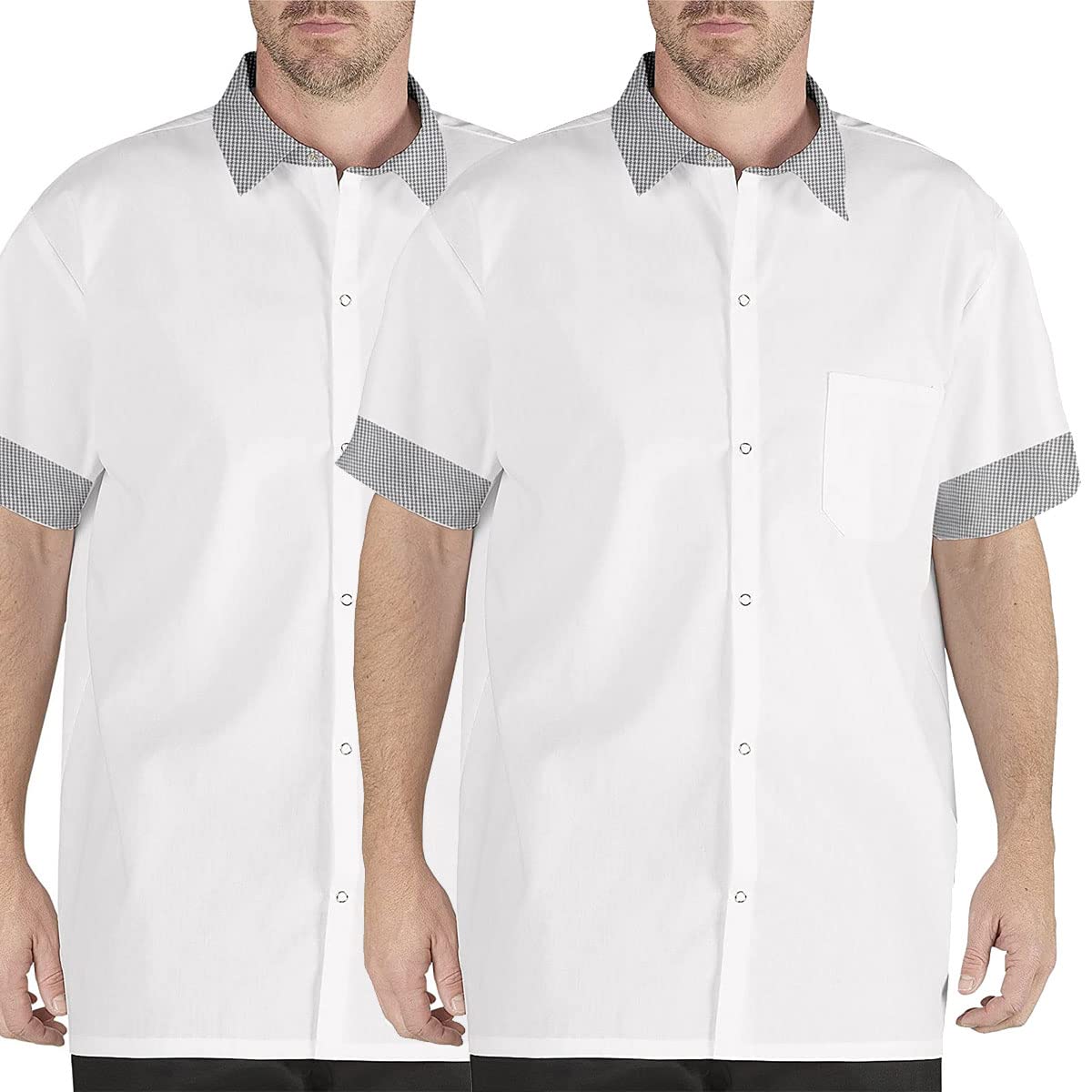 Chef Code 2-Pack Men's Kitchen Basic Cook Shirt (X-Large) Houndstooth