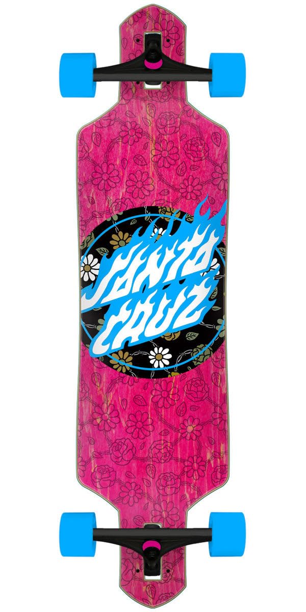 SANTA CRUZ Floral Flame Dot Drop Thru Pre-Built Longboard Complete