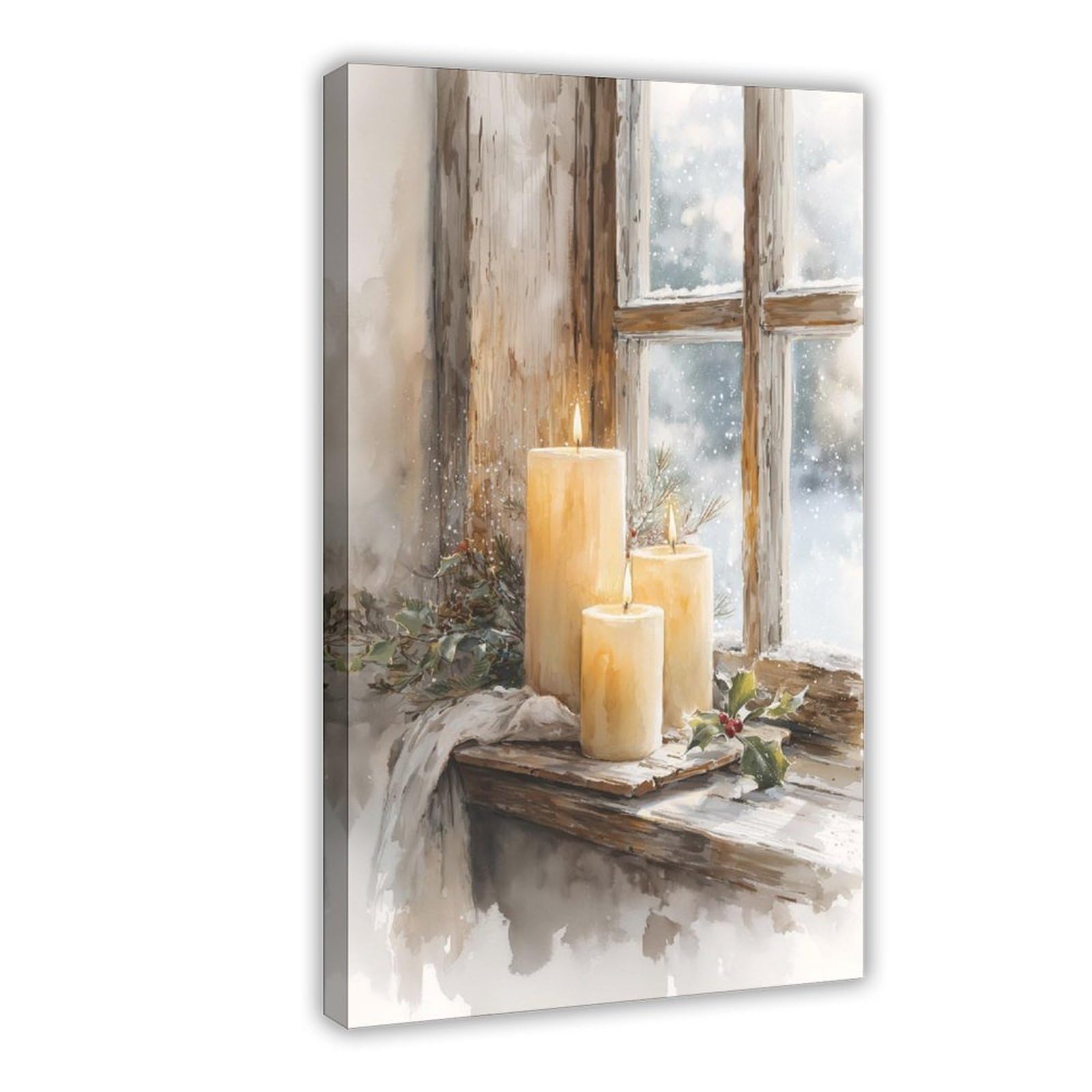 MRYCQ Snowy Candlelight Poster Canvas Poster for Dorm Room Decor Gift