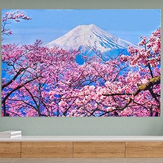 JINGYOU Mount Fuji Cherry Blossom Tapestry Wall Hanging, Wall Tapestry Mount Fuji Cherry Blossoms Home Decoration, Japanese Tapestry Backdrop Wall Hanging 150x100cm/59x39in