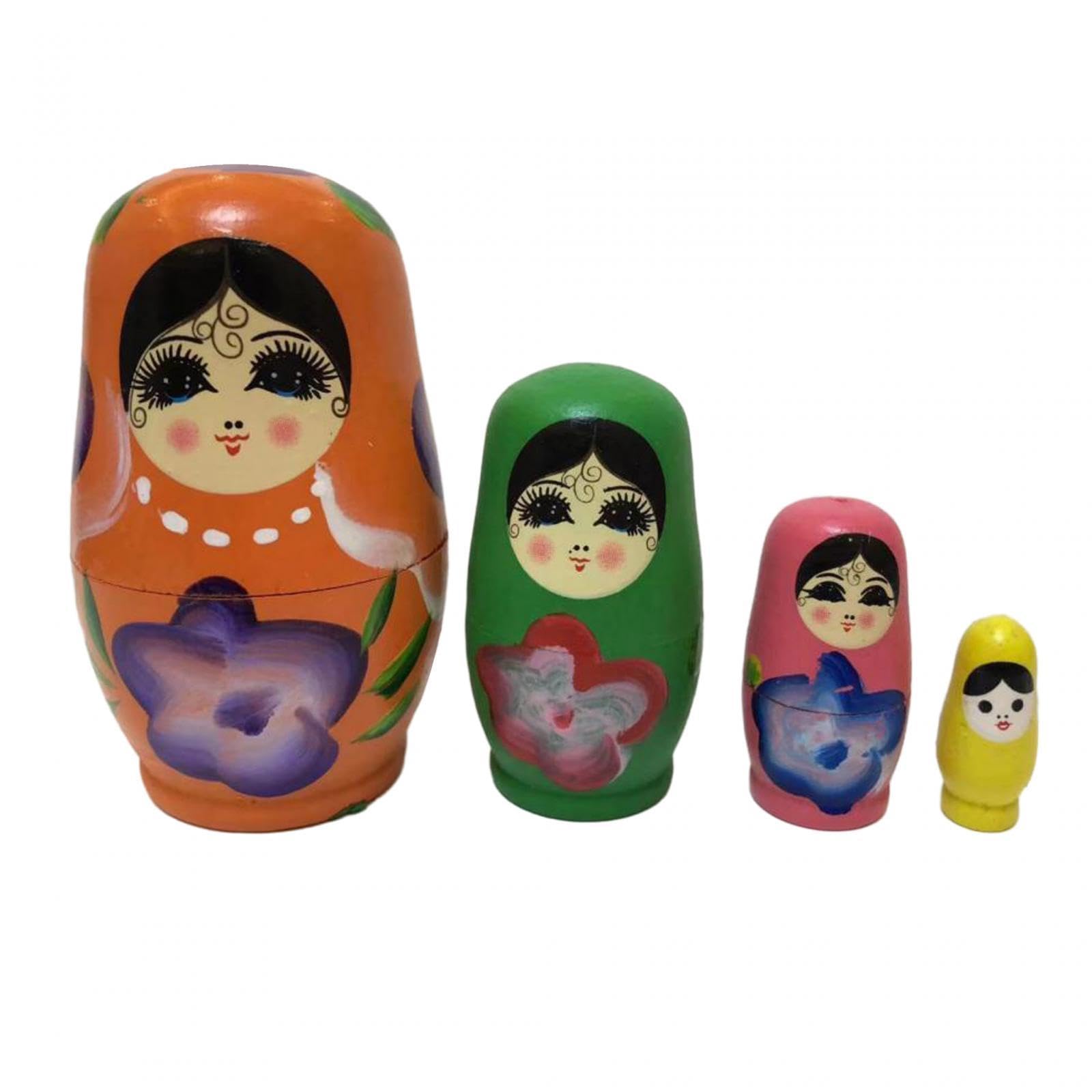 4X Russian Nesting Dolls Matryoshka Dolls for Birthday Children Kids Present Orange