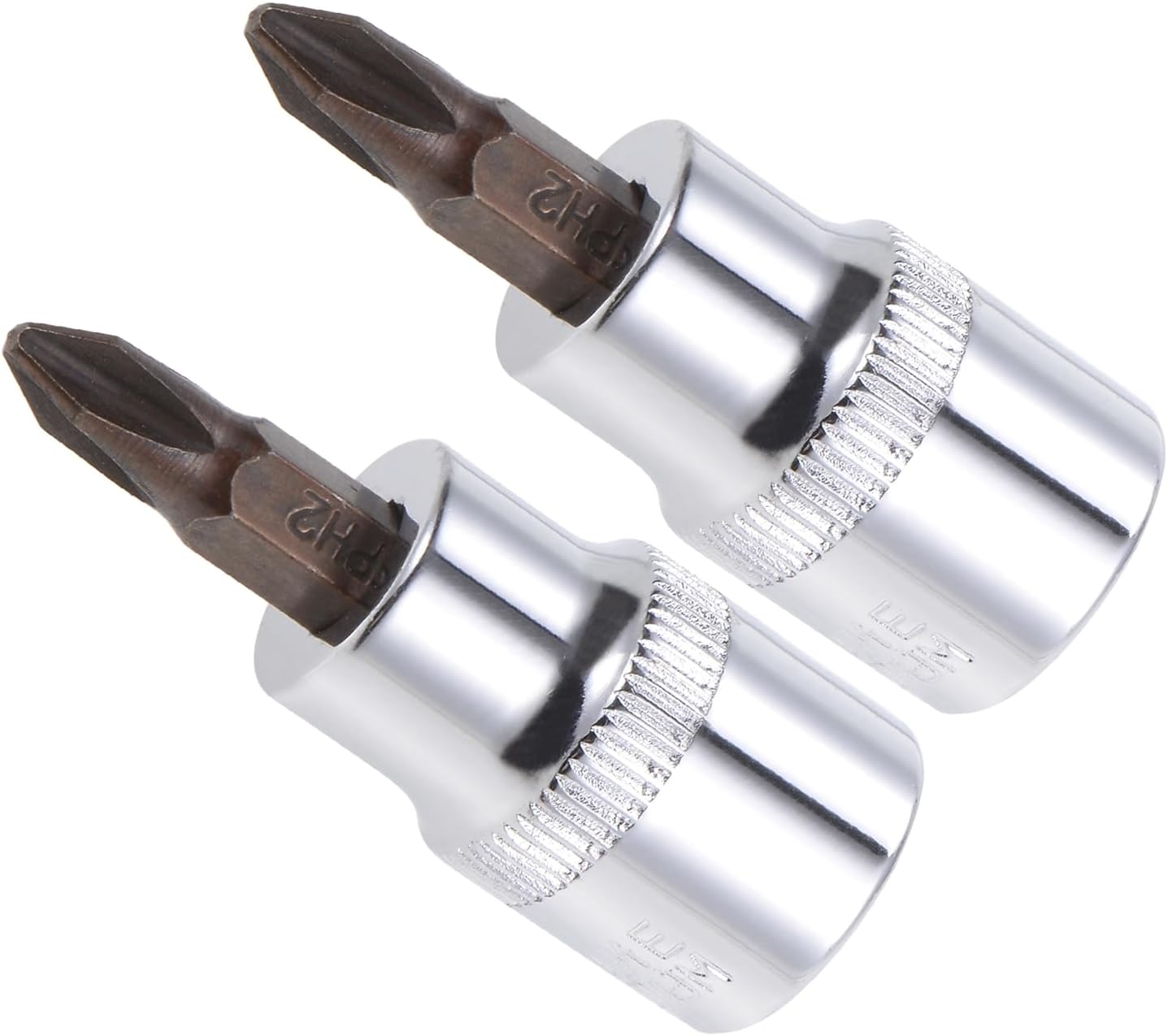 Phillips Bit Socket, PH2 Bit 3/8" Drive 1.89" Long, S2 Alloy Steel Heat Treated CR-V Socket - (Applications: for Fastener Application), 2-Pieces