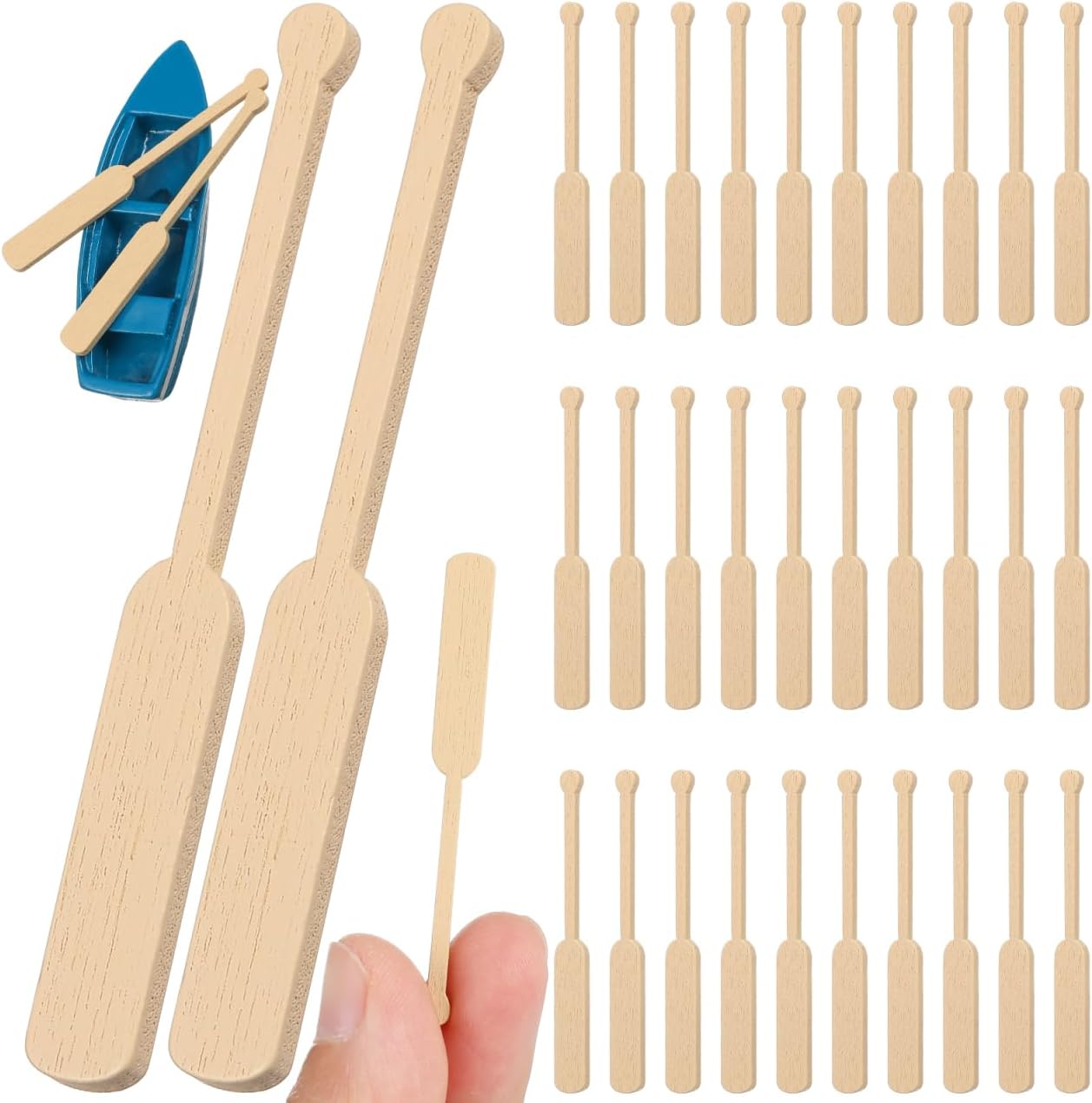 FAVOMOTO 24 Pairs Mini Wooden Paddle, Miniature Beach Boat Paddle Model Canoe Oar Micro Landscape Decor Figurine Ornament for Dollhouse DIY Sandbox Beach Side Scenes