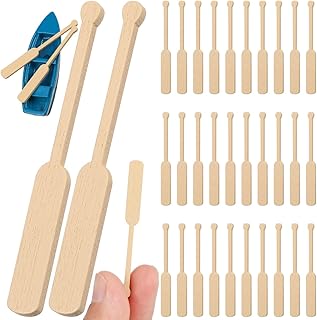 DECHOUS 24 Pairs Mini Wooden Boat Paddle: Miniature Canoe Paddles Crafts DIY Beach Themed Micro Landscape Dollhouse Accessories for Home Decor Fairy Garden