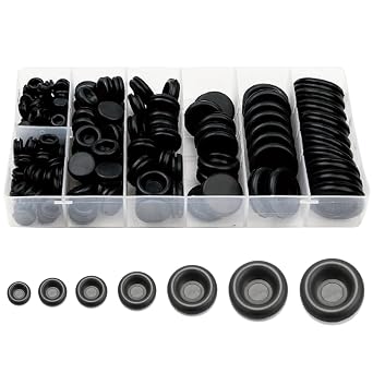 170PCS Single-Sided Rubber Grommets Assortment Kit | 7 sizes rubber eyelets for wire sealing, wiring routing and hose protection