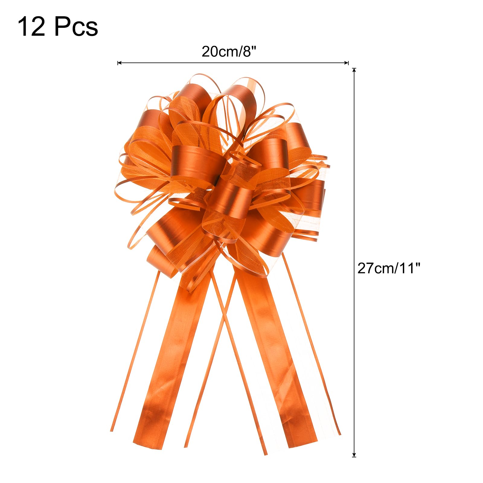 Uxcell 12pcs 11 Inch Extra Large Pull Bow Metallic Gift Wrapping Bows Ribbon Organza Rose Gold for Wedding Baskets Presents Christmas Party - Image 2