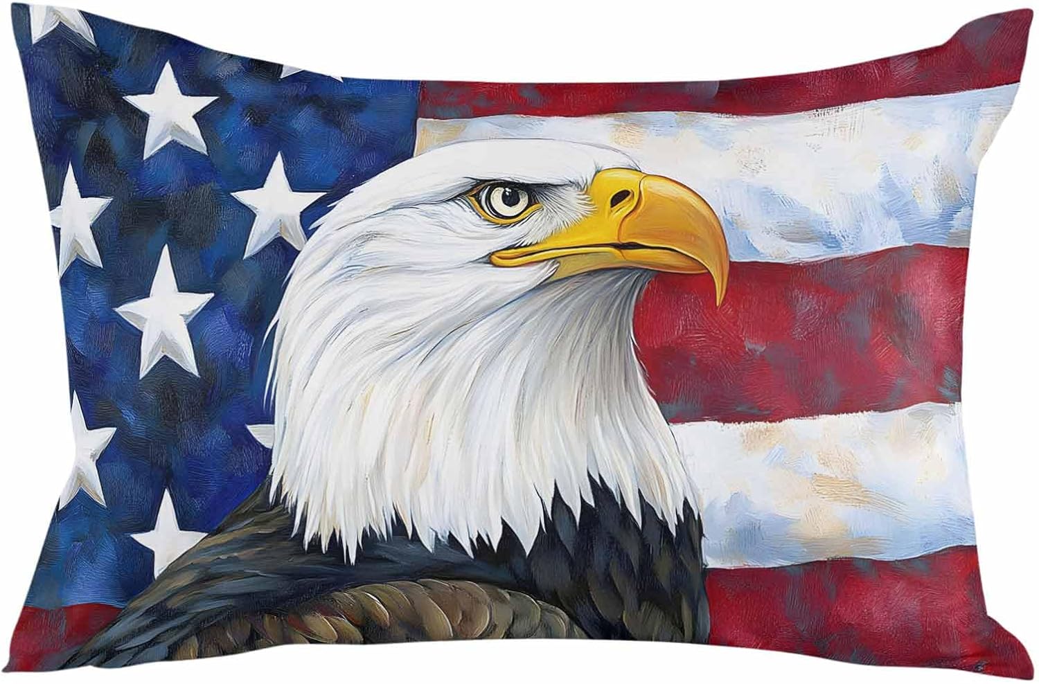 ALAGEO American Flag Eagle 4th of July Pillow Covers Set of 2 Vintage Red White Striped Patriotic Throw Pillow Cover Outdoor Waterproof Pillowcases for Memorial Day Independence Day Decor 24x24 inch