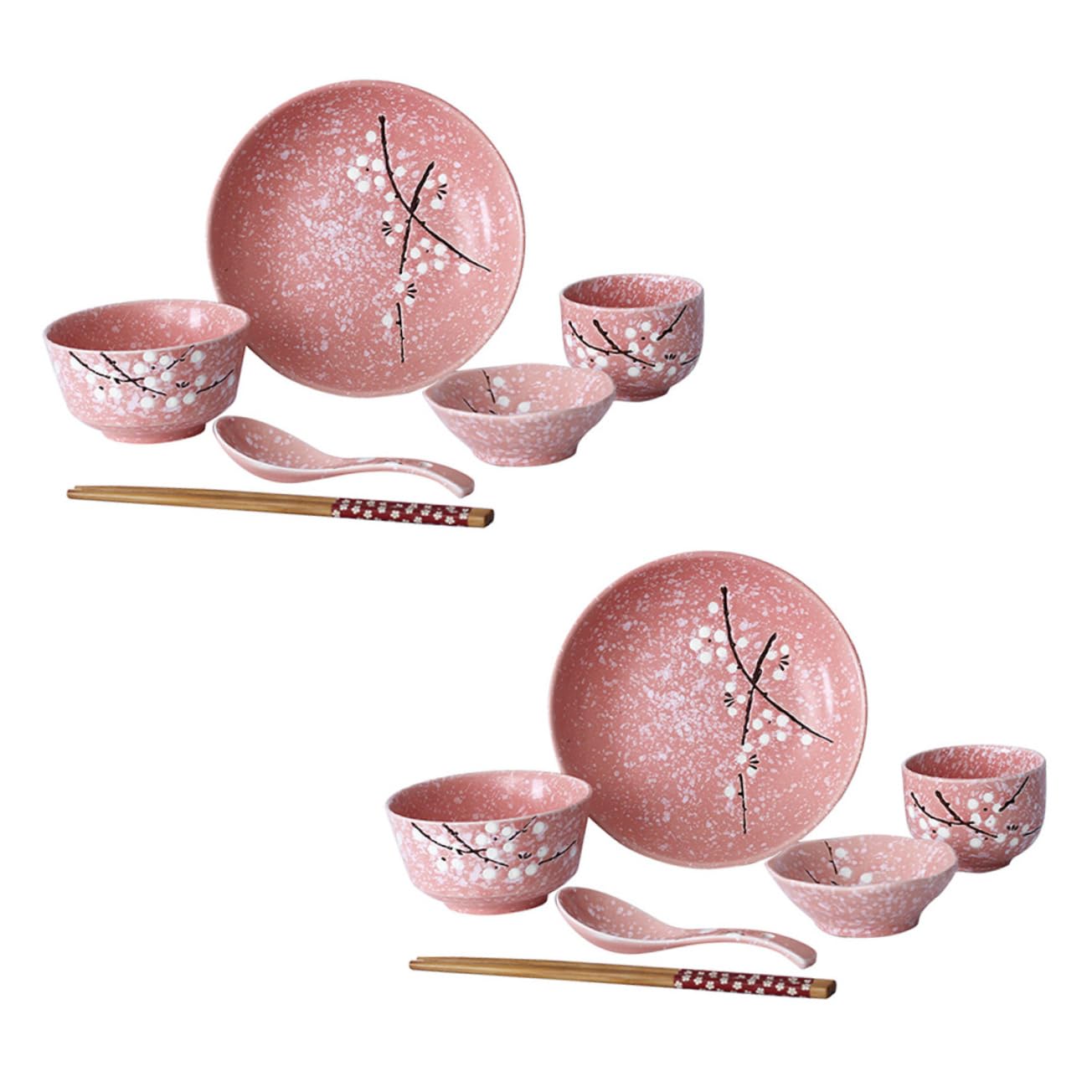 Ménagère en céramique rose au style japonais et finition soignée