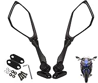 Minho Foldable Convex Rear View Mirrors for Kawasaki ZX6R Ninja 300/400/500/650, Honda CBR650R, Yamaha FZ6R - Black, Durable & Adjustable