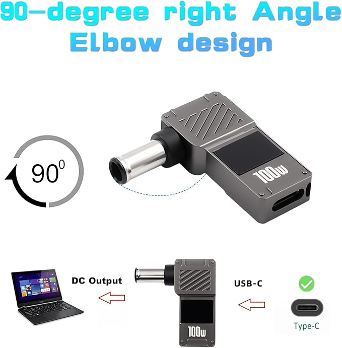 Adaptador Danfetsoy DC 6.0x4.4mm a USB C con Pantalla Digital 100W miniatura 4