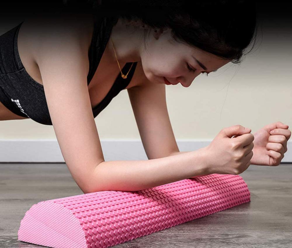 Rodillo de Fascia Masaje semicircular Eva Foam Wave Yoga Pilates Equipo de Fitness con Masaje Punto Flotante Rodillo de Espuma Bloque de Yoga-Pink||30cm